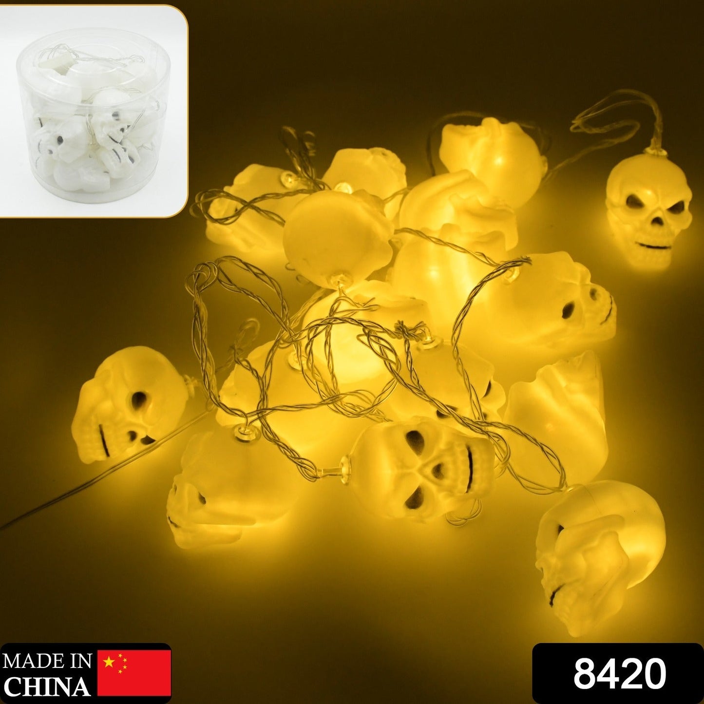 Halloween Decoration Outdoor Indoor Skeleton Head Skulls String Light Set Blow Mold, Decoration Lights Fairy Lights Led Garlands Halloween Decor Garland Decor Wreath Pumpkin - Springkart 