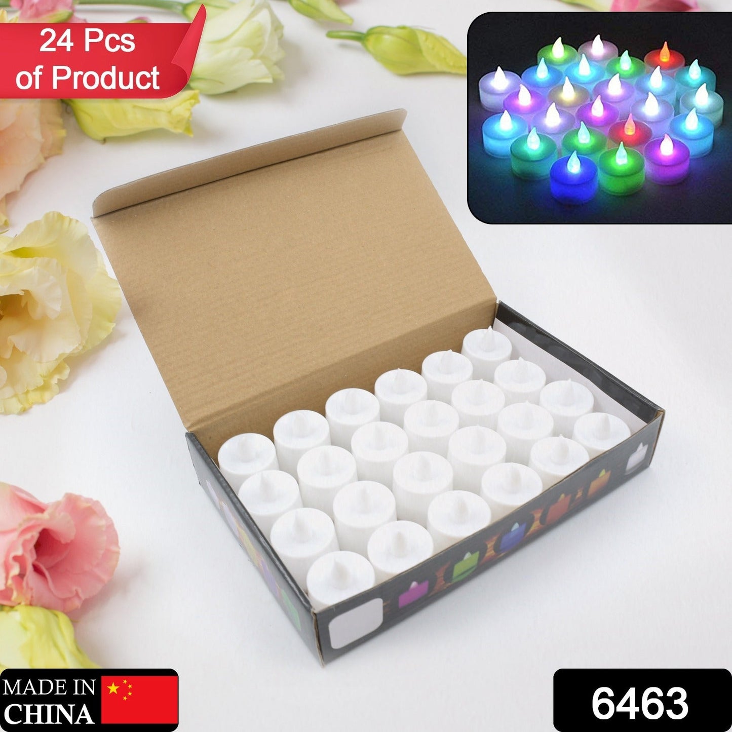Multicolor LED Tealights Candles (24 Pack): Festive Decorations - Springkart 
