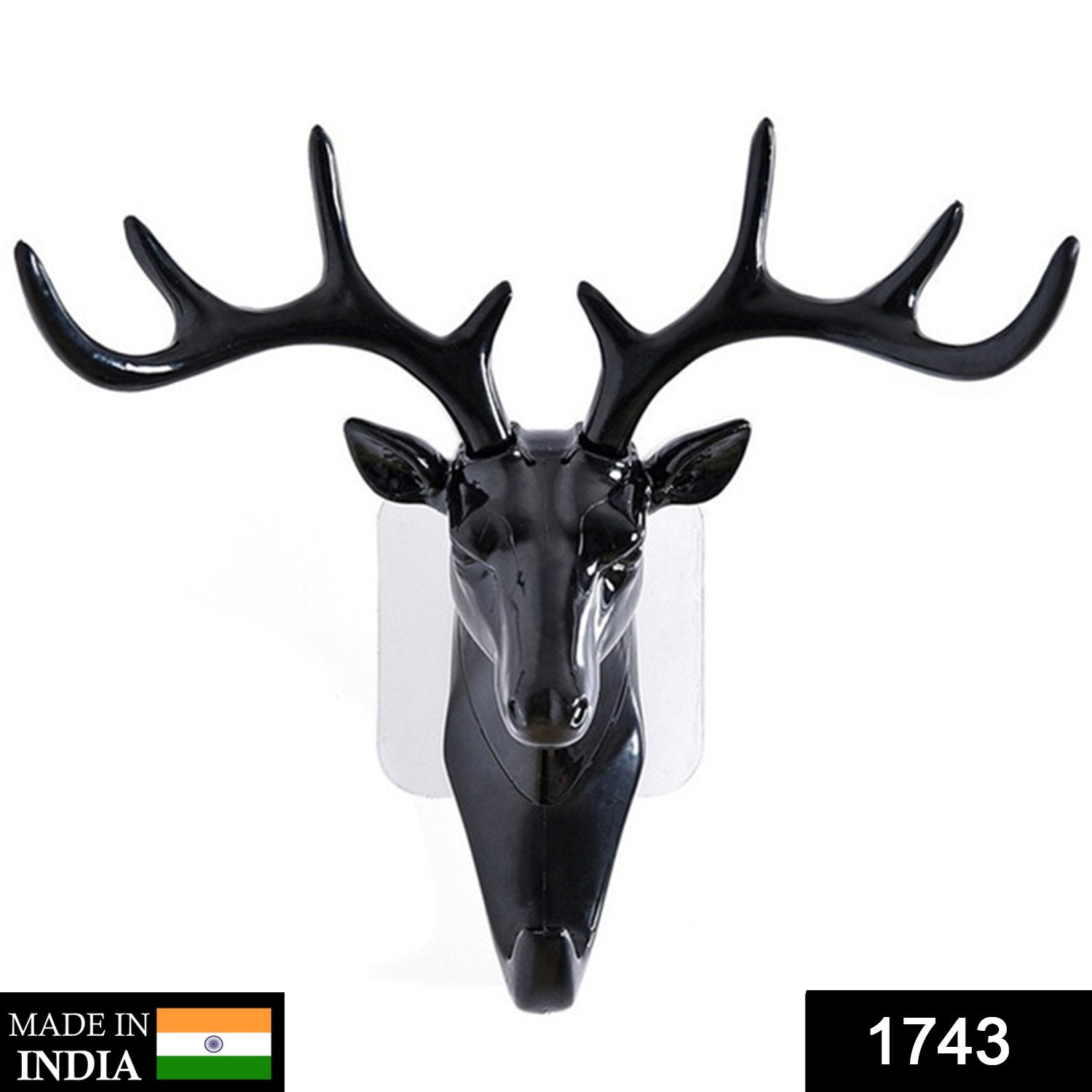 1743 Deer Head Self Adhesive Wall Door Hook Hanger - Springkart 