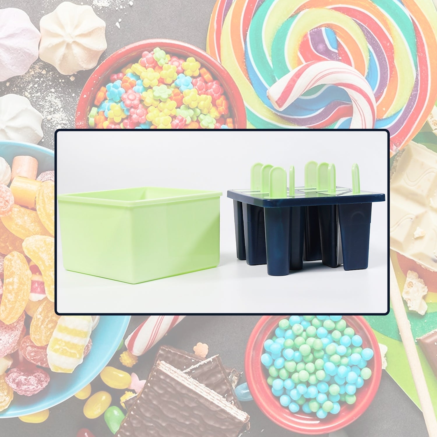 Plastic Kulfi Mold, Kulfi Molds 8 pcs Tray Ice Cream Mold Reusable Frozen Kulfi Maker Popsicle Sticks Lolly Ice Popsicle Candy Mold for Children Pista Color (Brown Box) - Springkart 