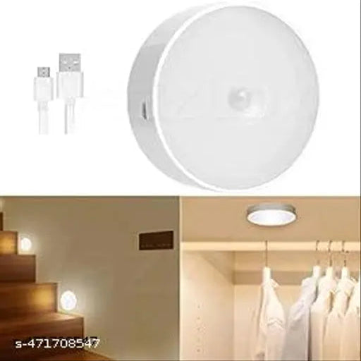 LED Motion Sensor Light USB Charging Wireless Self Adhesive Magnetic Body Induction Lamp (Pack of 1, Cool White)