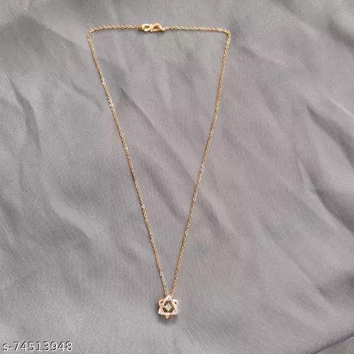 Rose Gold American Diamond Pendant & Chains - Springkart 