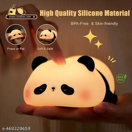 Cute Panda Silicone Nursery Night Light Touch Control Nightlights USB Rechargeable