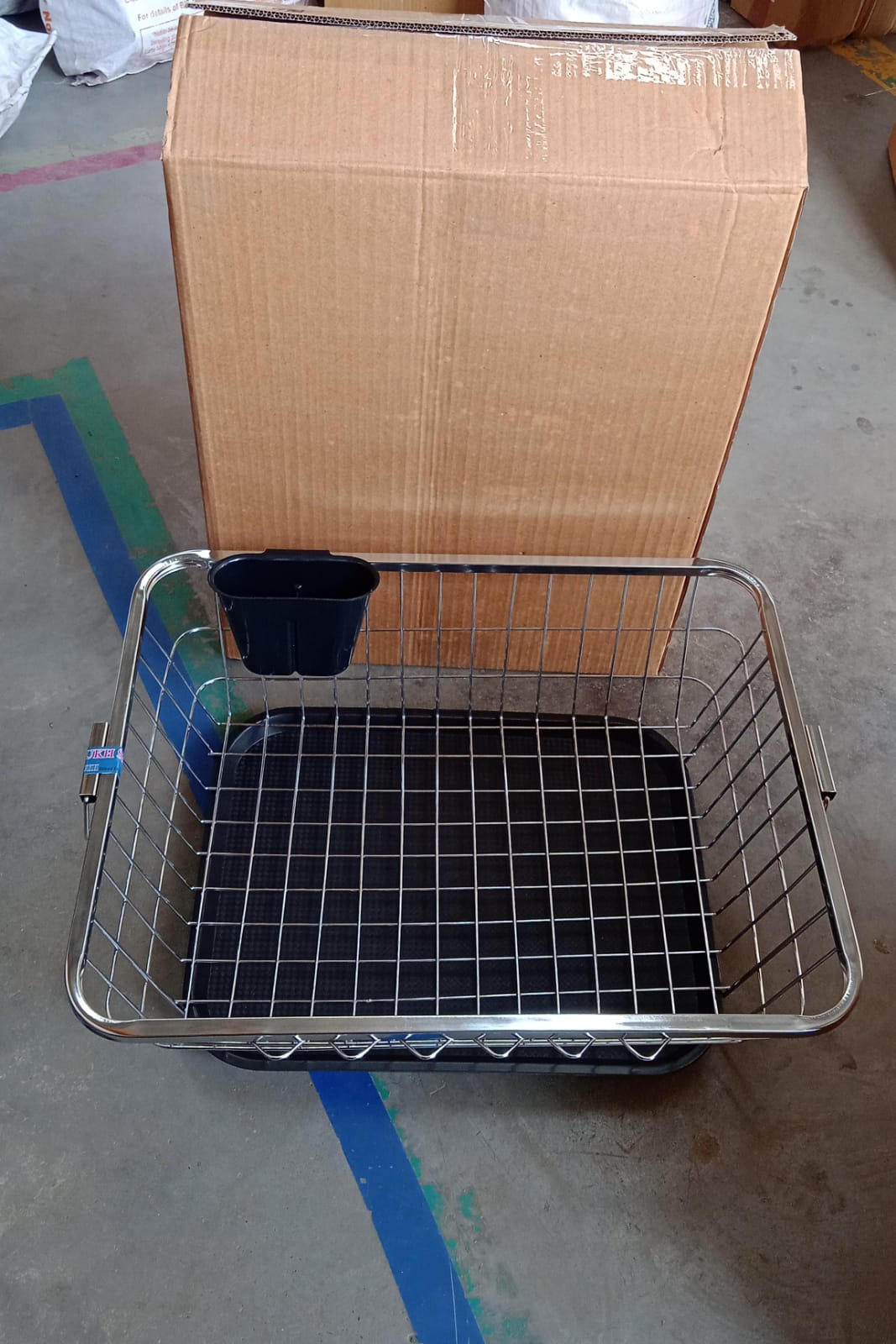 Dish Drainer Rack With Drip Tray Stainless Steel Dish Drainer Rack with Drip Tray, Utensil Drying Stand for Kitchen Plate Rack Bartan Basket for Kitchen Utensils/Dish Drying Rack with Drainer/Bartan Basket/Plate Stand ( 57 x 45 x 19 cm) - Springkart 