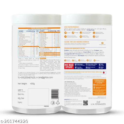 Gritzo SuperMilk Weight+ (7-12y), 7g Protein (Double Chocolate, 400g) | Zero Refined Sugar, 21 Vitamins & Minerals