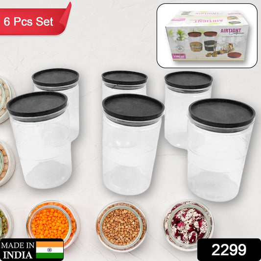 Air Tight Kitchen Storage Container for Rice | Dal | Atta, BPA-Free, Flour | Cereals | Snacks | Stackable | Modular, Round. (Approx - 1100Ml, Set of 6pcs) - Springkart 