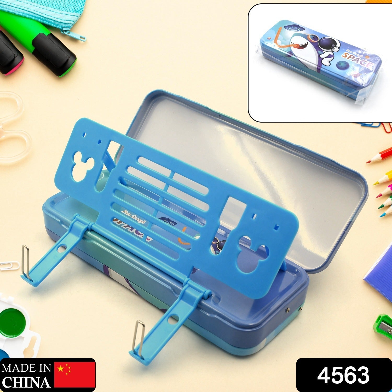 Metal Pencil Box, Pencil Case Double Compartment for Kids Stationery Compass Box, Stationery Gift for School Kids Compass, Pencil Box, Birthday Return Gift for Kids - Springkart 