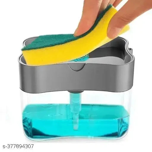 Liquid Dispenser Through Pump (400 ML) with Sponge (Multicolor)