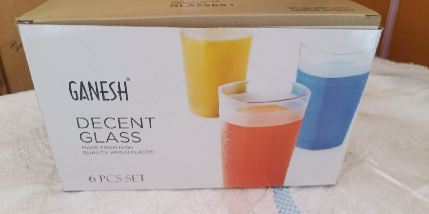 Ganesh Decent Glass, 350ml, Set of 6 - Springkart 