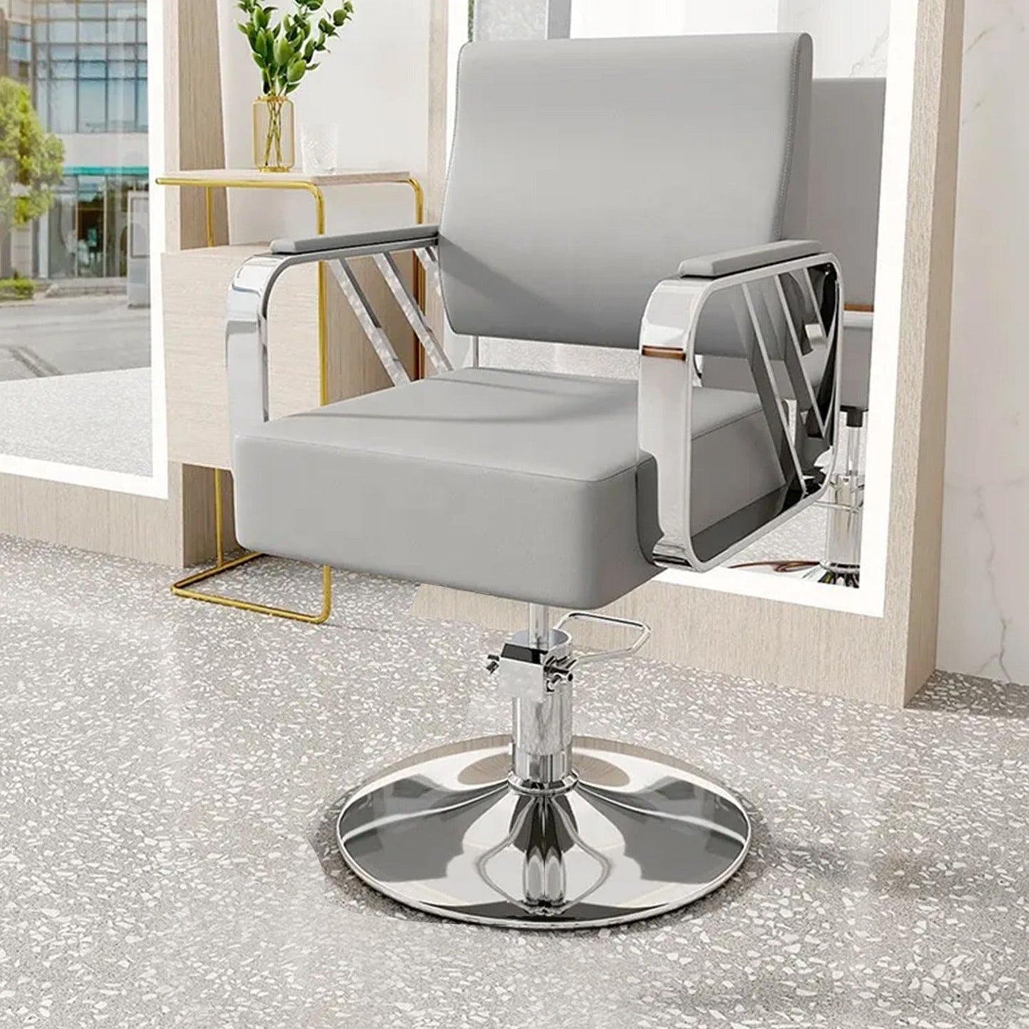 Modern Regular Chair with Hydraulic Lift for Home Office Hotel Cafe Chair (1 Unit Silver & Gold) - Springkart 