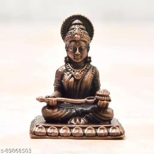 1.6 inches, Handmade Copper Annapurna Devi Idol, 40 Grams