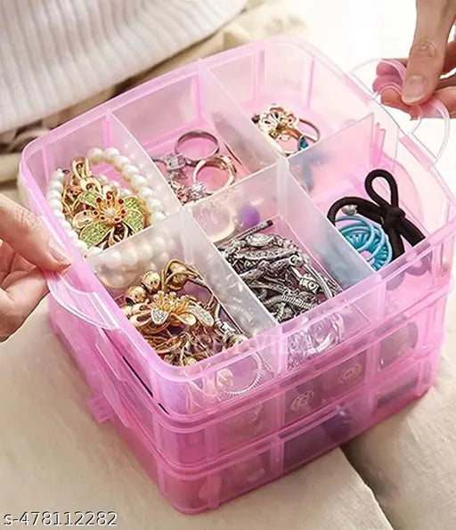 2 Set 18 Grid Jewellery Box ( Blue & Pink )