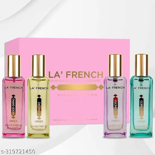 La French Luxury Perfumes Gift Set - 4x20ml (Euphoria, Happiness, Invoke, Mood Swing) for Men & Women | Perfect Gift for Him & Her
