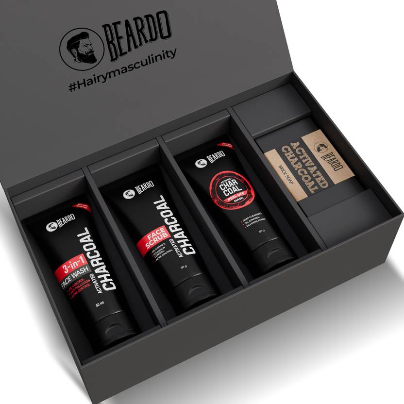 BEARDO Charcoal 4 in 1 Complete Face & Body Detox Kit (4 Items in the set)