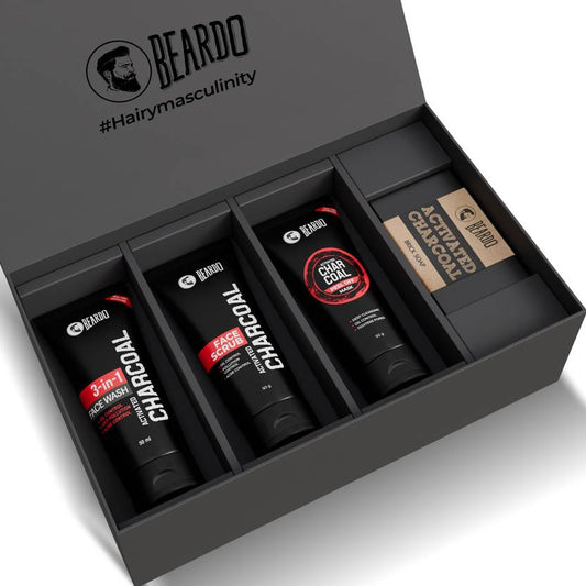 BEARDO Charcoal 4 in 1 Complete Face & Body Detox Kit (4 Items in the set)