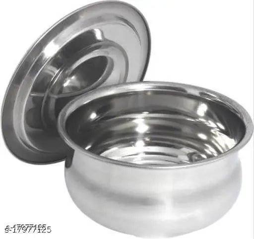 Stainless steel small serve bowl set with Lid  (250 ml) Stainless Steel Serving Bowl  (Steel, Pack of 3)