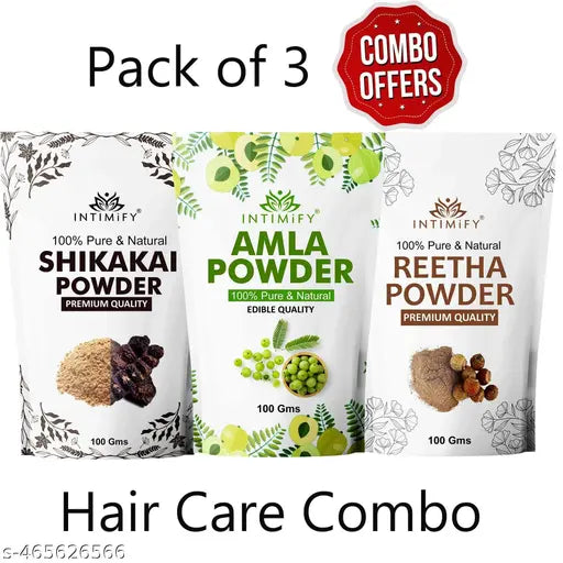 Amla Powder, Shikakai Powder, Reetha Powder for hair growth, and hair strong, Hair Pack, Hair Growth, Reduces Hair Fall, Conditions and Softens Hair -100gms - Pack of 3 - Springkart 