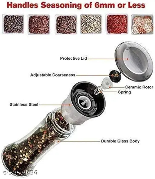 Steel Salt and Pepper Grinder Adjustable Ceramic Sea Salt Grinder