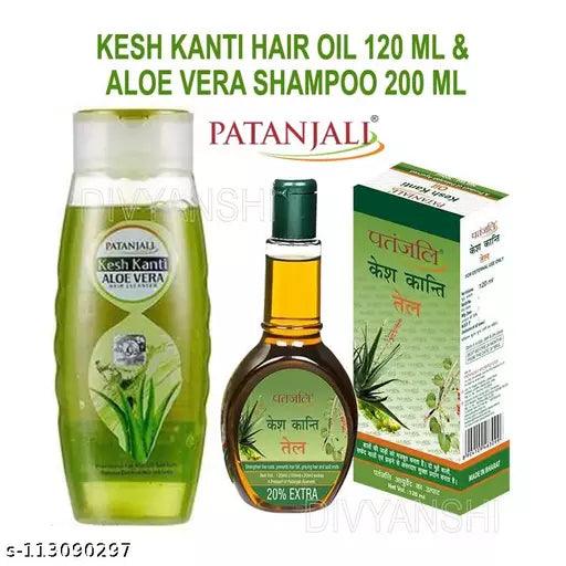 PATANJALI Kesh Kanti Aloevera Shampoo Hair Cleanser 200 Ml + Kesh Kanti Hair Oil 120 Ml - Springkart 