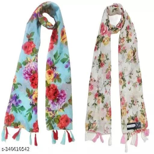 FANCY WOMENS SCARFS/STOLES COMBO 2PC - Springkart 