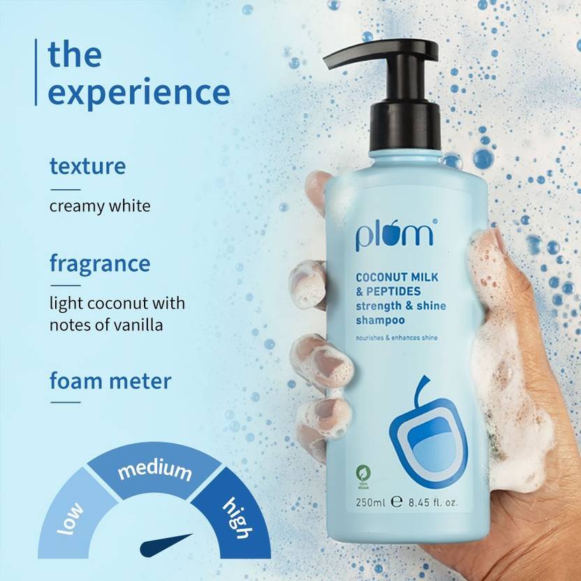 Plum Coconut Milk & Peptides Shiny Hair Duo| Shampoo and Conditioner I Enhances Shine, Strengthens Strands| Paraben-Free  (2 Items in the set)