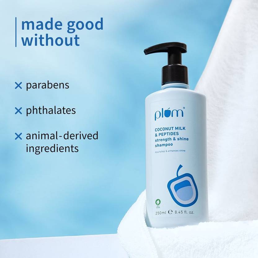 Plum Coconut Milk & Peptides Shiny Hair Duo| Shampoo and Conditioner I Enhances Shine, Strengthens Strands| Paraben-Free  (2 Items in the set)