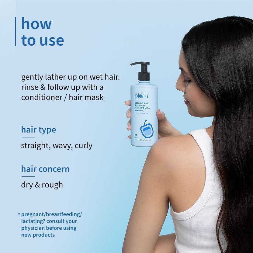 Plum Coconut Milk & Peptides Shiny Hair Duo| Shampoo and Conditioner I Enhances Shine, Strengthens Strands| Paraben-Free  (2 Items in the set)