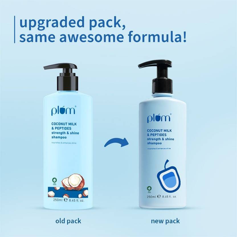 Plum Coconut Milk & Peptides Shiny Hair Duo| Shampoo and Conditioner I Enhances Shine, Strengthens Strands| Paraben-Free  (2 Items in the set)