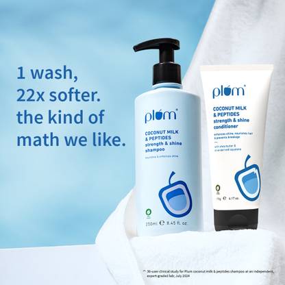 Plum Coconut Milk & Peptides Shiny Hair Duo| Shampoo and Conditioner I Enhances Shine, Strengthens Strands| Paraben-Free  (2 Items in the set)