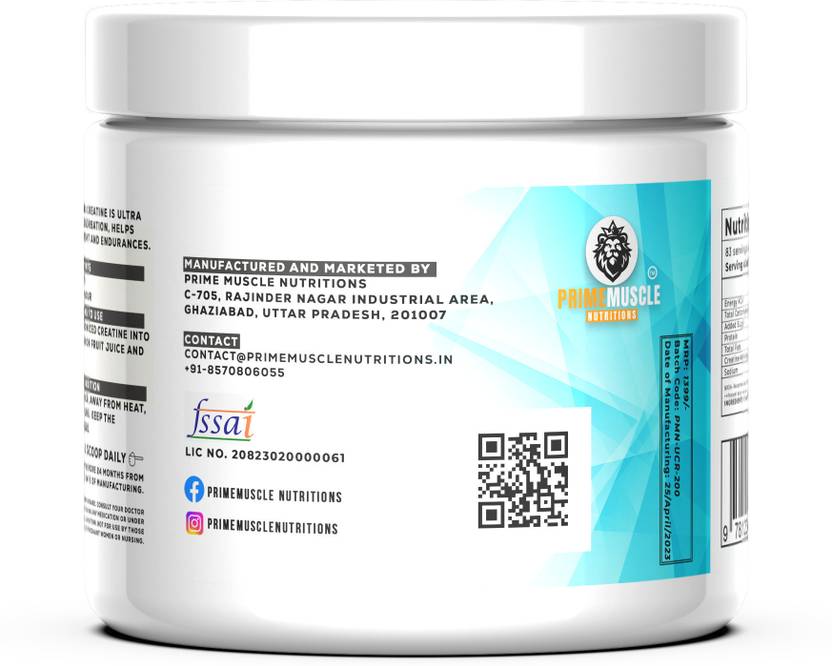 Primemuscle Nutritions Creatine monohydrate with shaker Creatine (100 g, 100g+ Shaker)