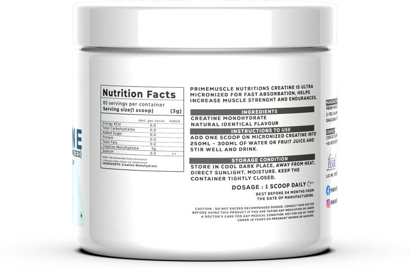 Primemuscle Nutritions Creatine monohydrate with shaker Creatine (100 g, 100g+ Shaker)