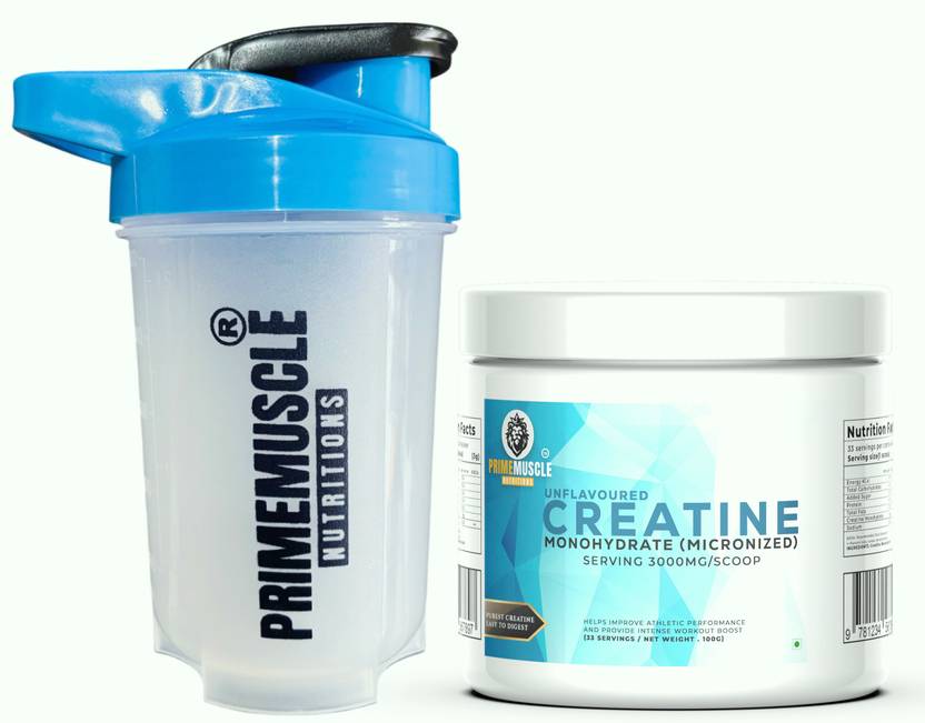 Primemuscle Nutritions Creatine monohydrate with shaker Creatine (100 g, 100g+ Shaker)
