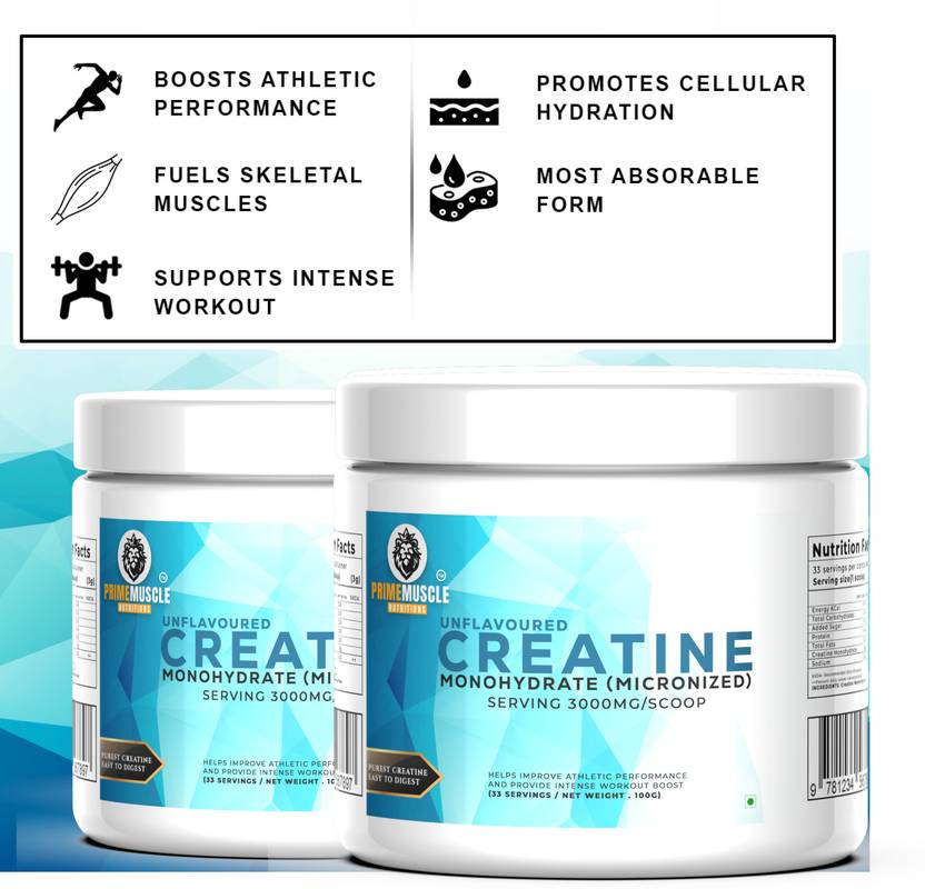Primemuscle Nutritions Creatine monohydrate with shaker Creatine (100 g, 100g+ Shaker)