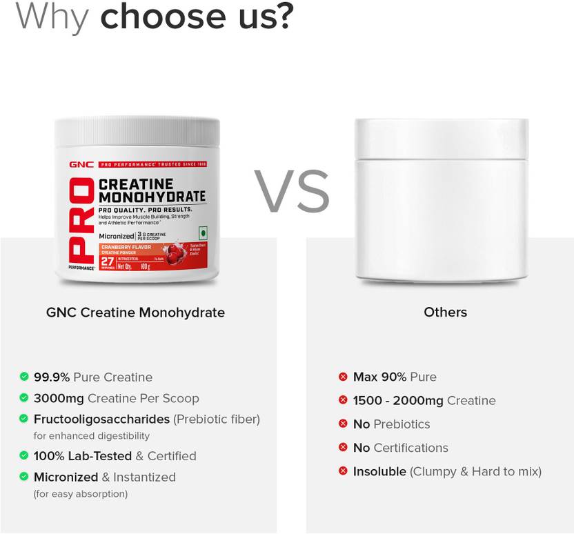 GNC Creatine Monohydrate With Black Shaker (750ml) Creatine (100 g, Cranberry)