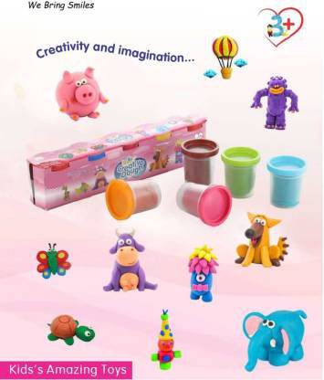Non-Toxic Creative 50 Dough Clay 5 Different Colors (Pack of 5 Pcs) - Springkart 