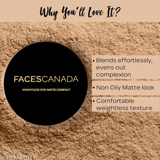FACES CANADA Weightless Stay Matte Finish Compact Powder - Beige 03 (9 g)