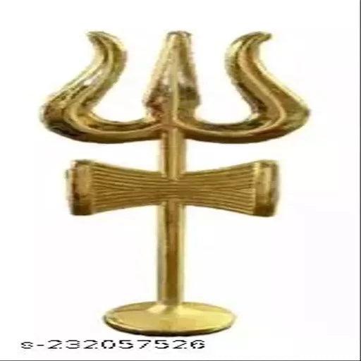 SHIV JI Trishul for Pooja Decorative Showpiece - 11 cm (Brass, Gold) - Springkart 