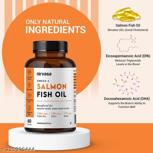 3 Salmon Fish Oil (1000mg) Capsules for Women & Men