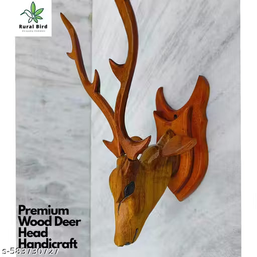 Rural Bird Deer Head Wall Hanging Decorative Showpiece Double Base Premium Quality