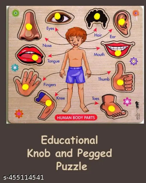 Wooden Human Body Parts Puzzle Games and Learning Educational Board Activities Body Parts Toys.