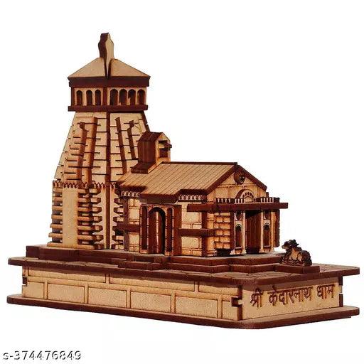 Wooden Hand Carved 3D Miniature Kedarnath Ji Mandir, Temple Model Showpiece - Springkart 