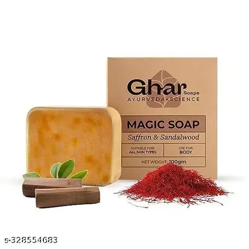 Magic Soap Sandal Wood And Saffron Bath Soap For Glowing Brightening And Refreshing Skin Natural (Pack of 1 (100 gm)