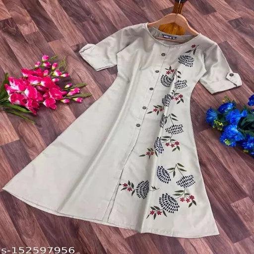 Fashionable Cotton Slub Dijital Print Anarkali Kurti For Women - Springkart 