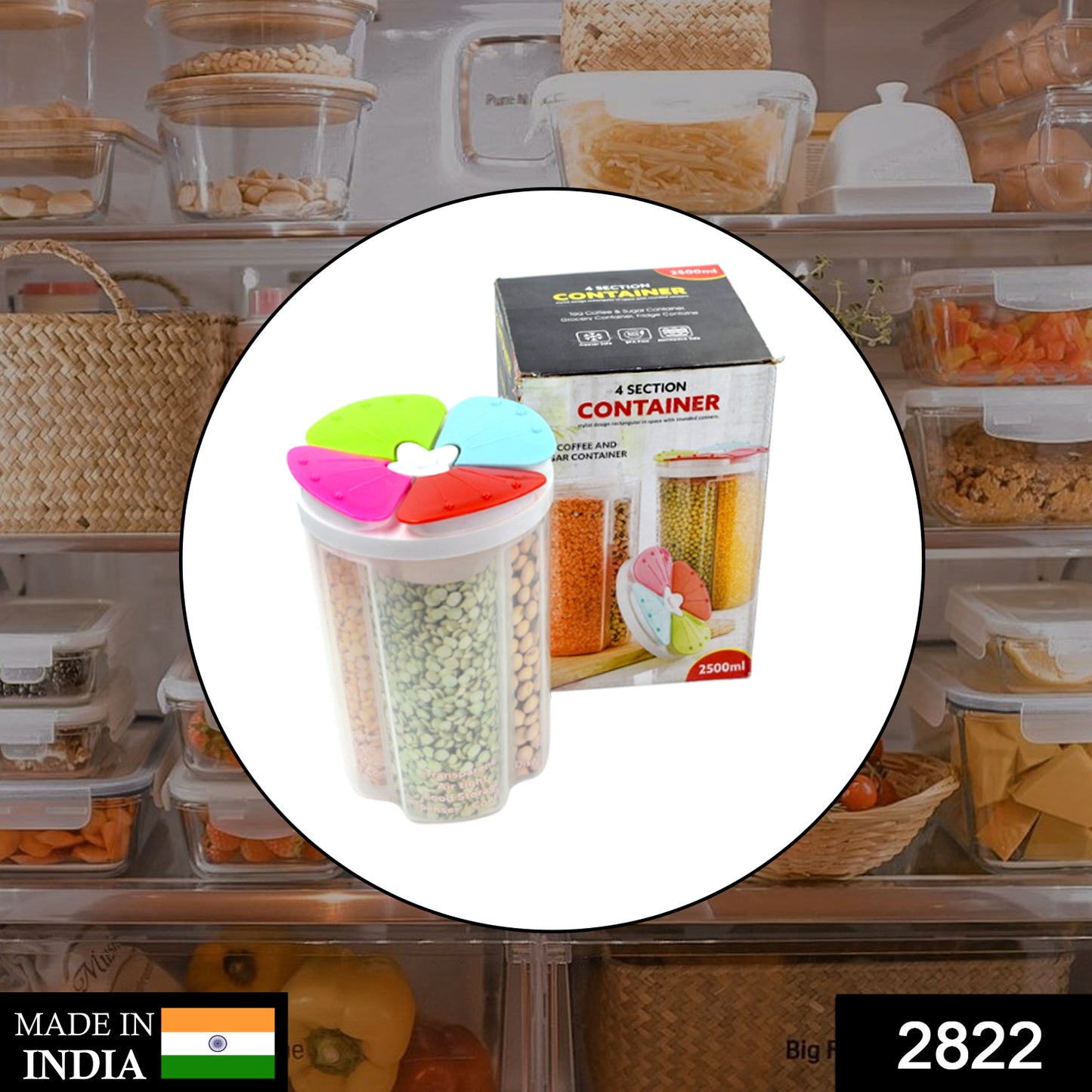 2822 4 Section Storage Containers Airtight Transparent Food Plastic Storage Container - Springkart 