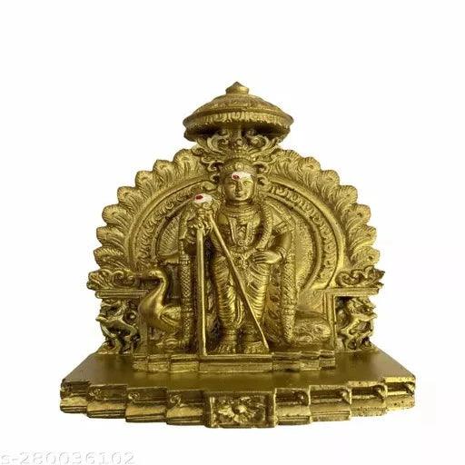 Dhandayuthapani Murugan Subramaniya Swamy Statue Idol for Pooja Room,14cm,Polystone (Gold Colour) - Springkart 