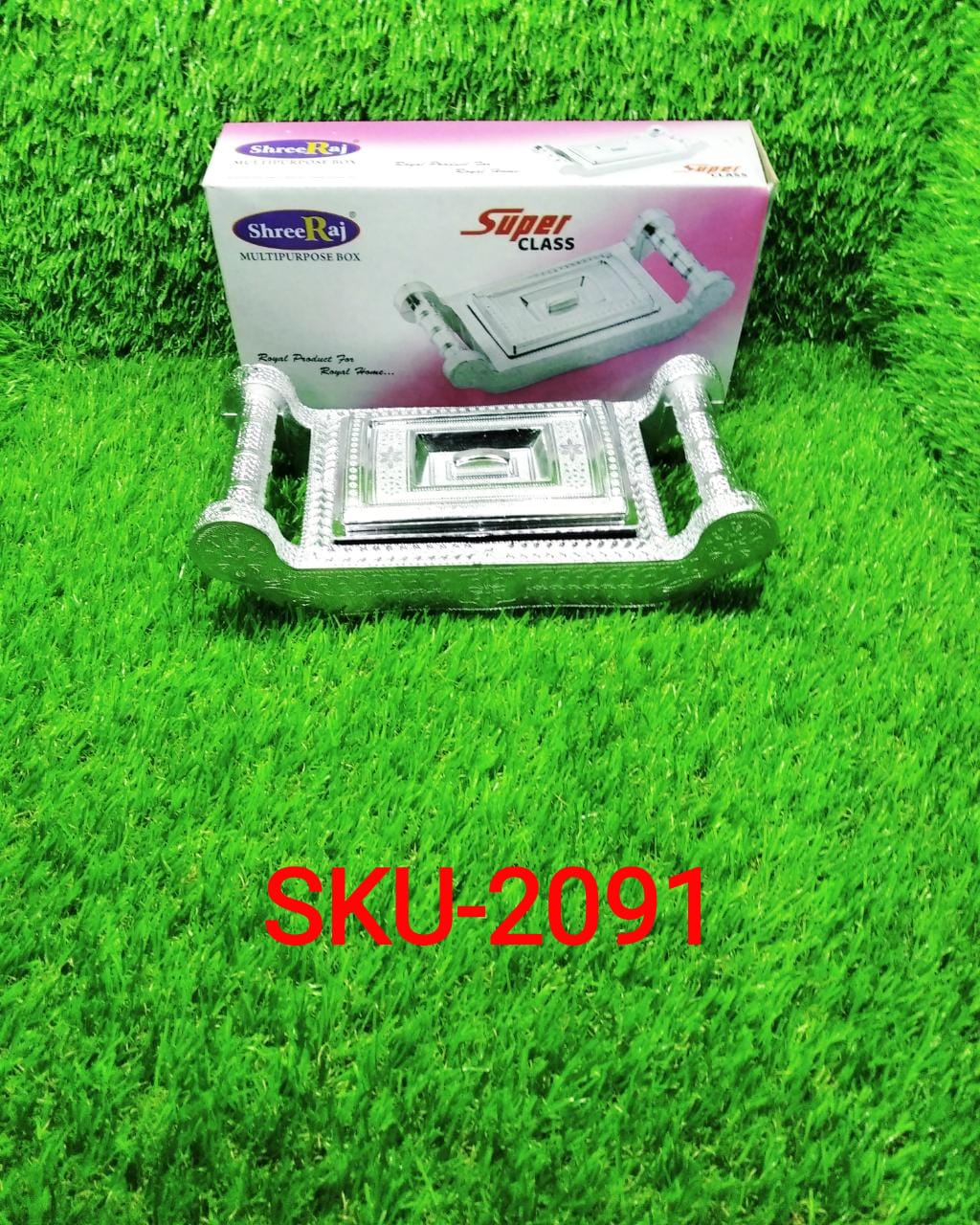 Multipurpose 4 Section Royal Design Silver Storage / Gift Box - Springkart 