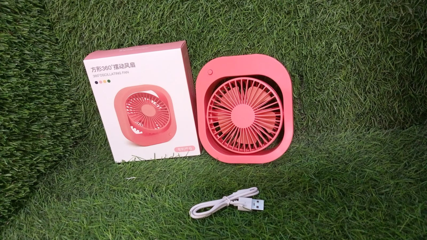 Portable USB Fan - Rechargeable, 2-Speed 180° Rotating Quiet Personal Fan for Travel, Car, and Outdoors (Battery Not Included) - Springkart 