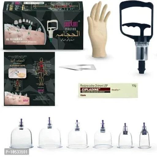 Hijama Wet Acupressure Vacuum Therapy Kit with 6 Cups 1 Suction Pump, Black