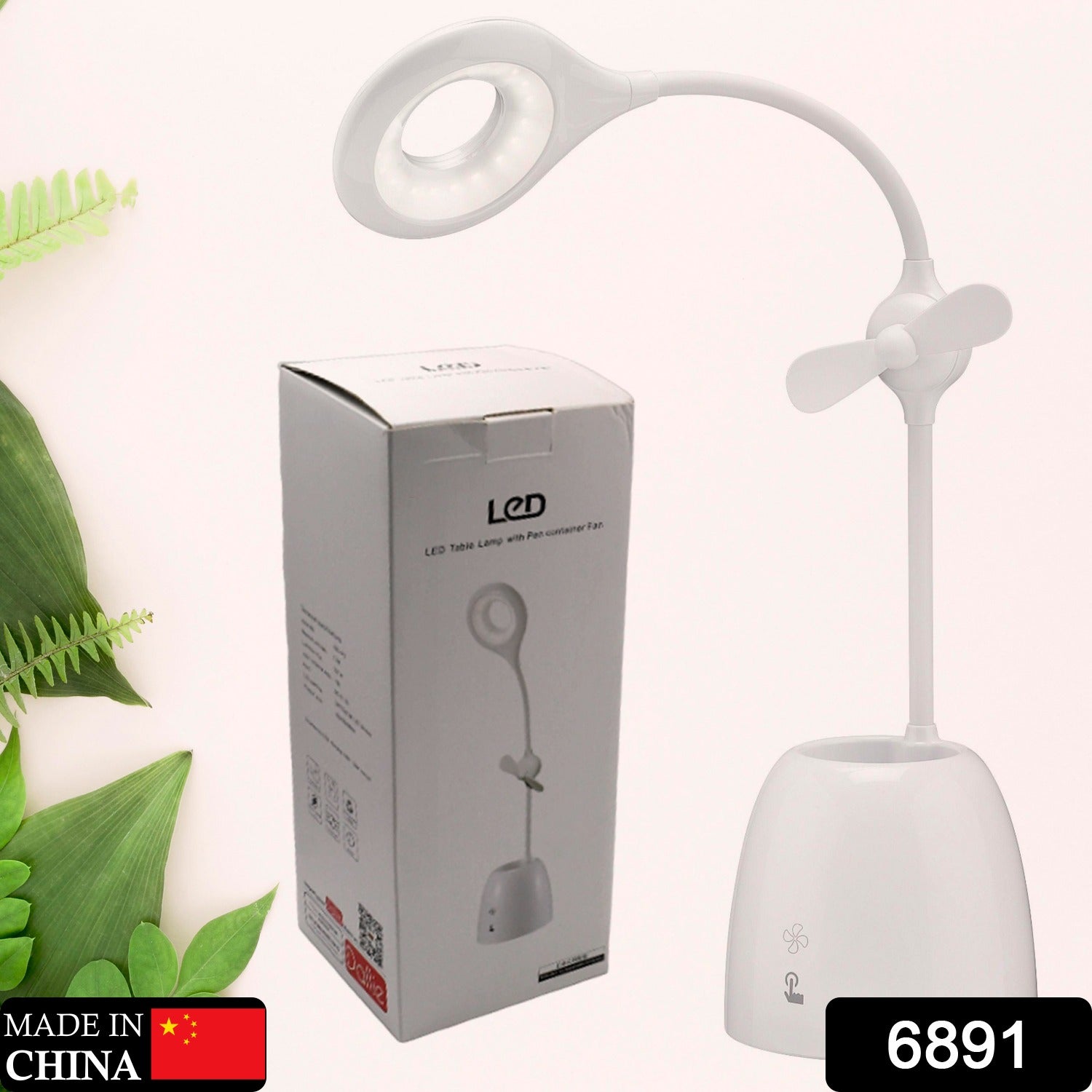 Rechargeable LED, LED Desk Lamp with Pen Container Fan, Interior Lighting for Study, Children's Room, Bedroom or Office, Perfect for Emergency, Study, Reading and Home USB Cable Included - Springkart 