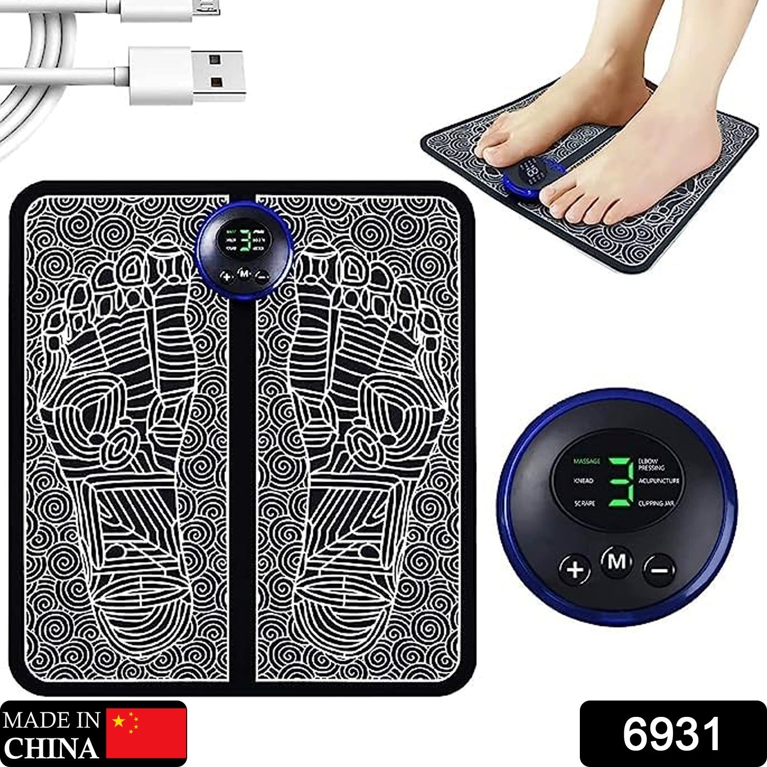 EMS Foot Massager, Electric Feet Massager, Deep Kneading Circulation Foot Booster for Feet and Legs Muscle Stimulator, Folding Portable Electric Massage Machine (Mix Design) - Springkart 